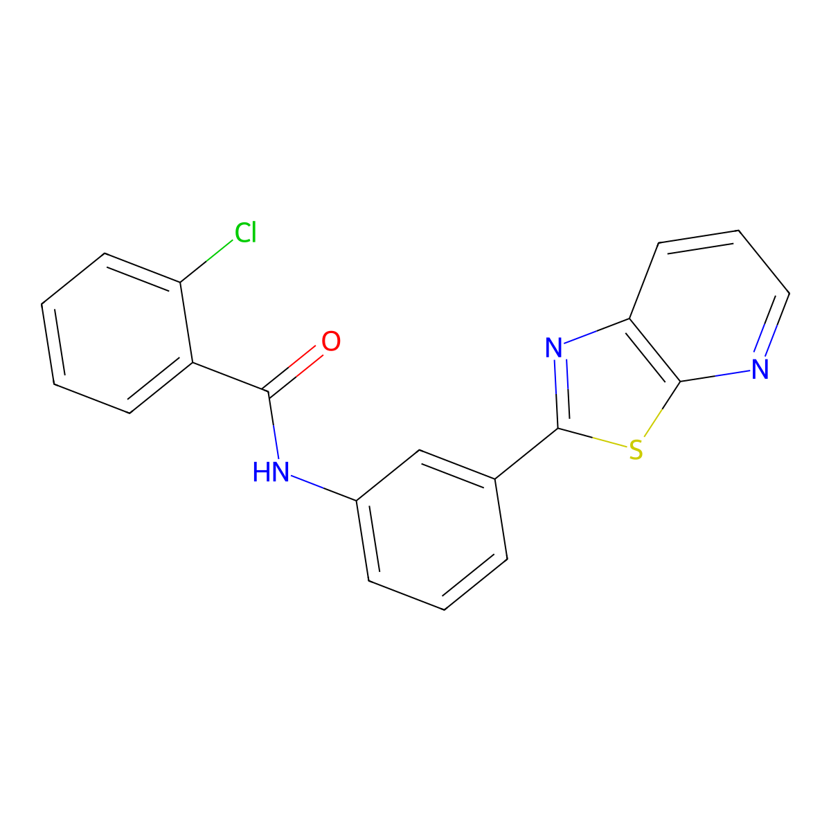 2-Chloro-N-(3-{[1,3]thiazolo[5,4-B]pyridin-2-YL}phenyl)benzamide molecular structure, CAS 863592-56-7