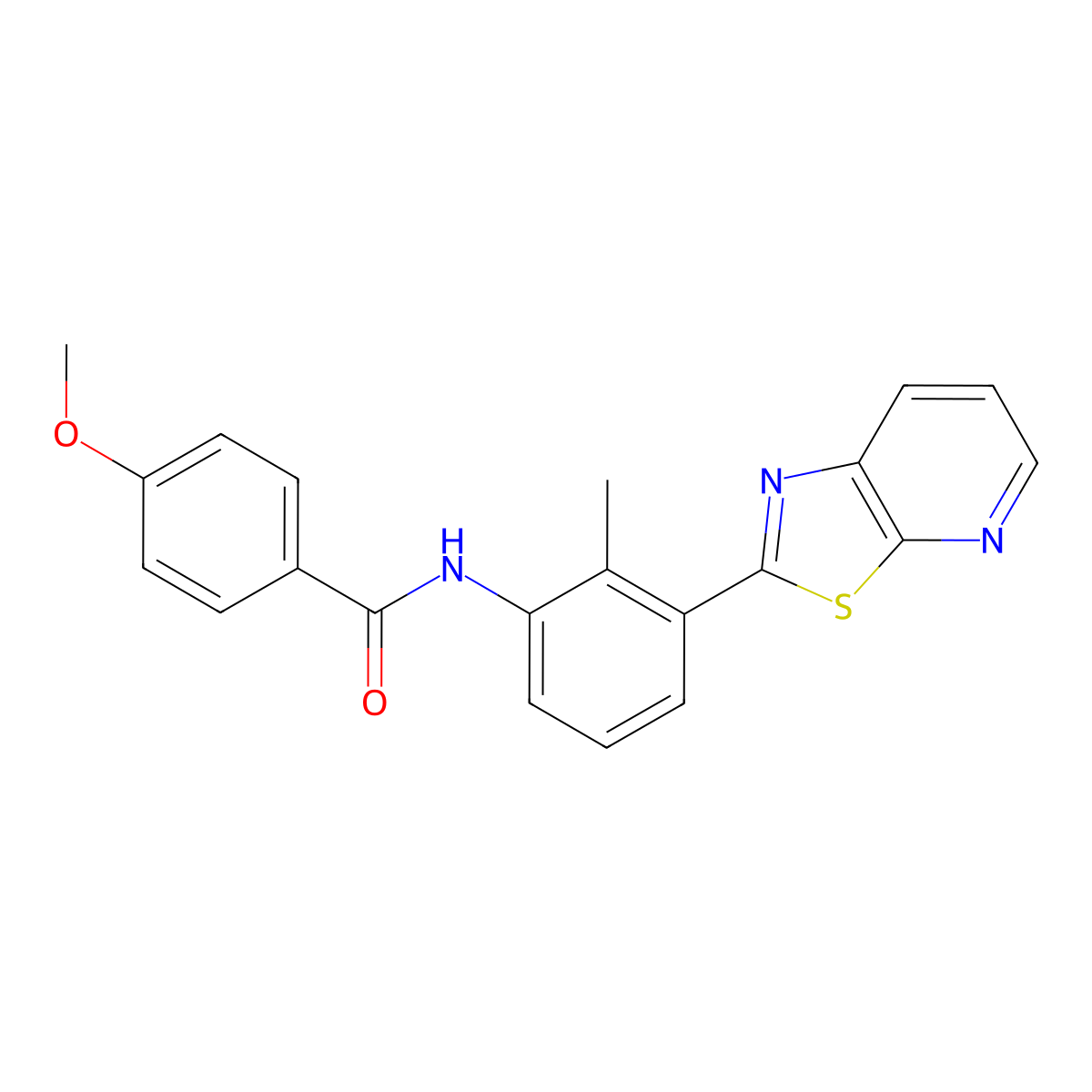 4-methoxy-N-(2-methyl-3-(thiazolo[5,4-b]pyridin-2-yl)phenyl)benzamide molecular structure, CAS 863593-22-0
