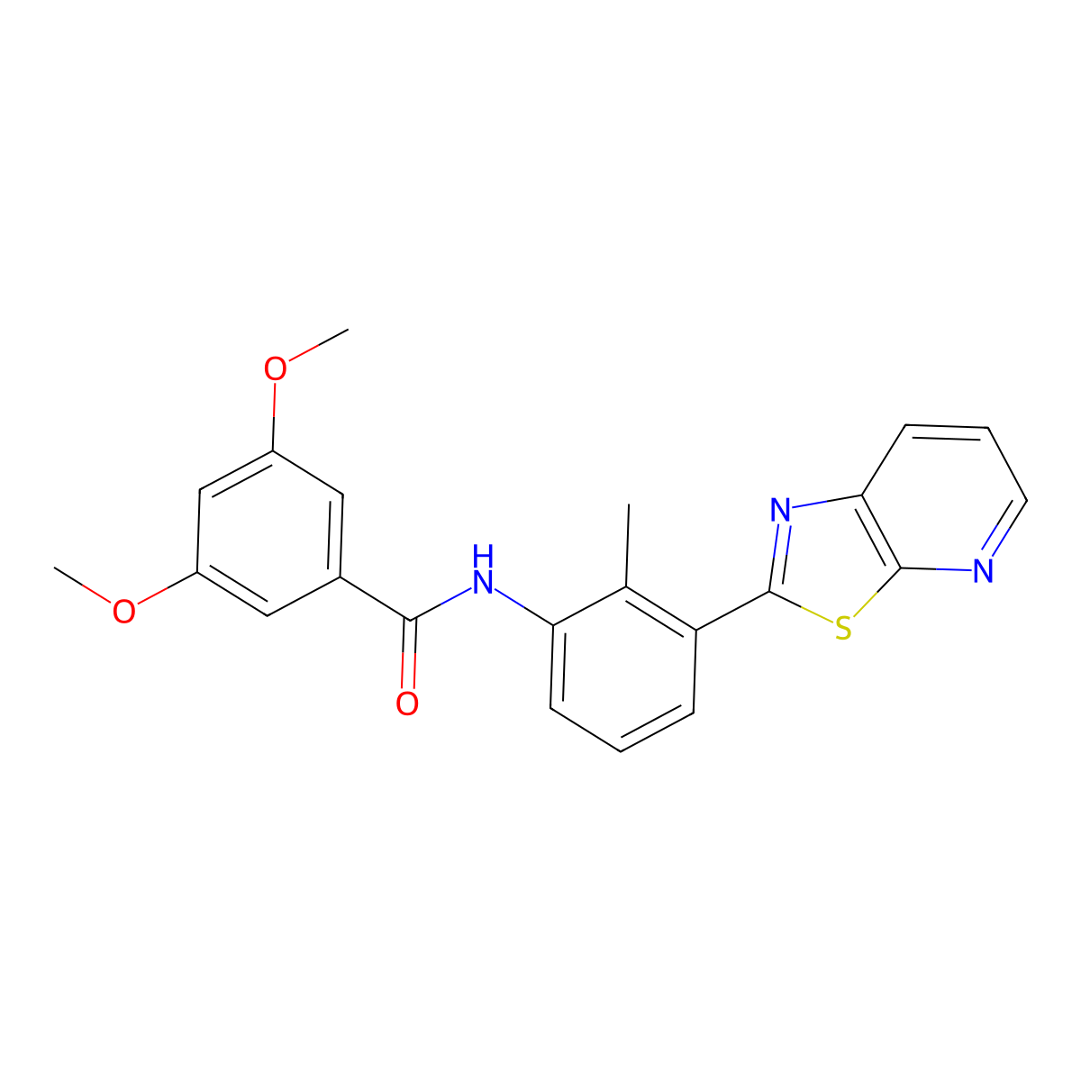 3,5-Dimethoxy-N-(2-methyl-3-{[1,3]thiazolo[5,4-B]pyridin-2-YL}phenyl)benzamide molecular structure, CAS 863593-27-5