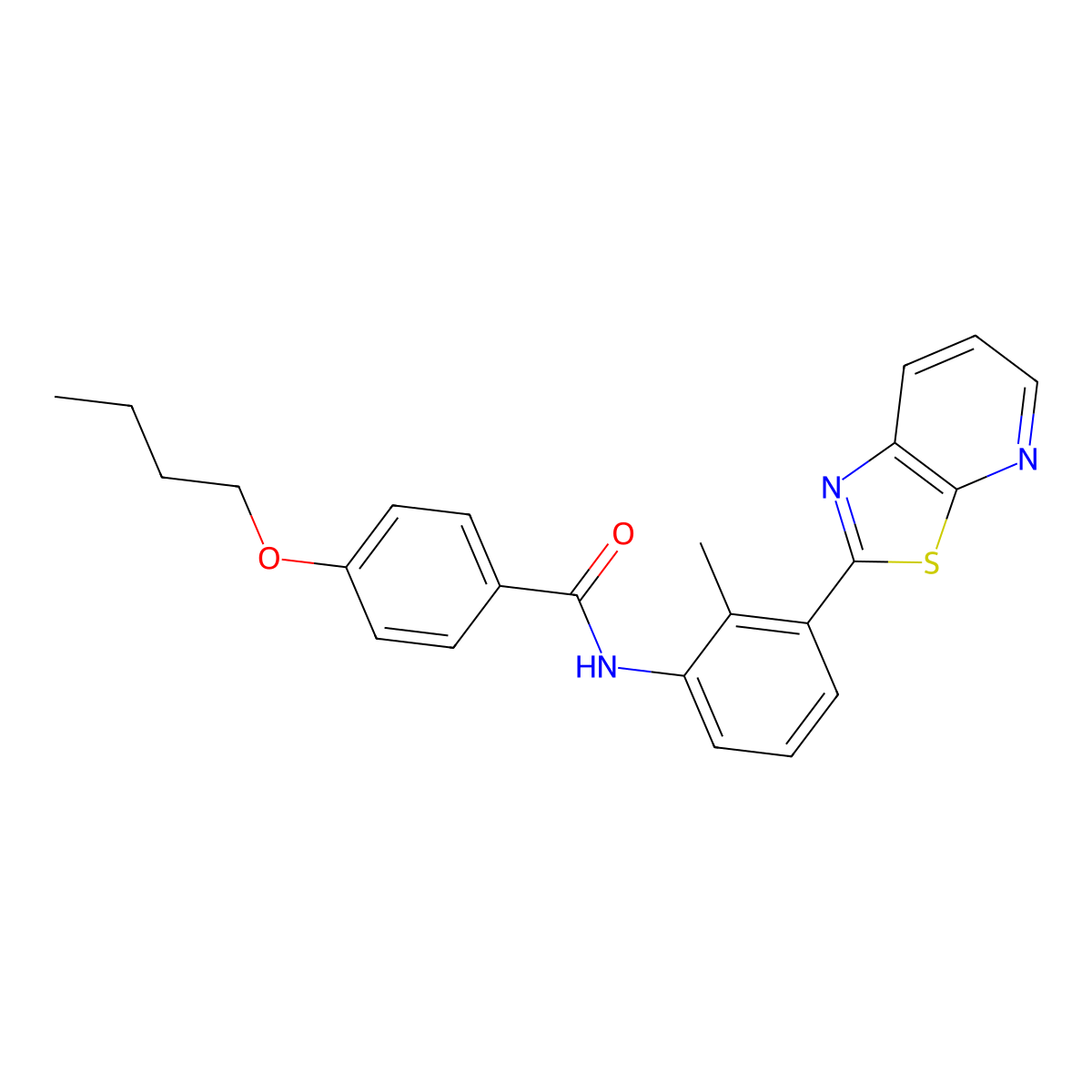4-Butoxy-N-(2-methyl-3-{[1,3]thiazolo[5,4-B]pyridin-2-YL}phenyl)benzamide molecular structure, CAS 863593-32-2