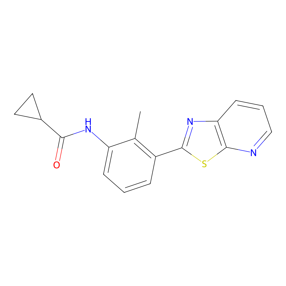 N-(2-methyl-3-(thiazolo[5,4-b]pyridin-2-yl)phenyl)cyclopropanecarboxamide molecular structure, CAS 863593-35-5