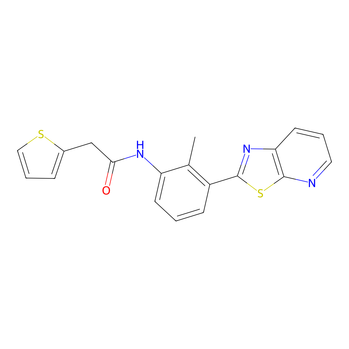 N-(2-methyl-3-(thiazolo[5,4-b]pyridin-2-yl)phenyl)-2-(thiophen-2-yl)acetamide molecular structure, CAS 863593-37-7