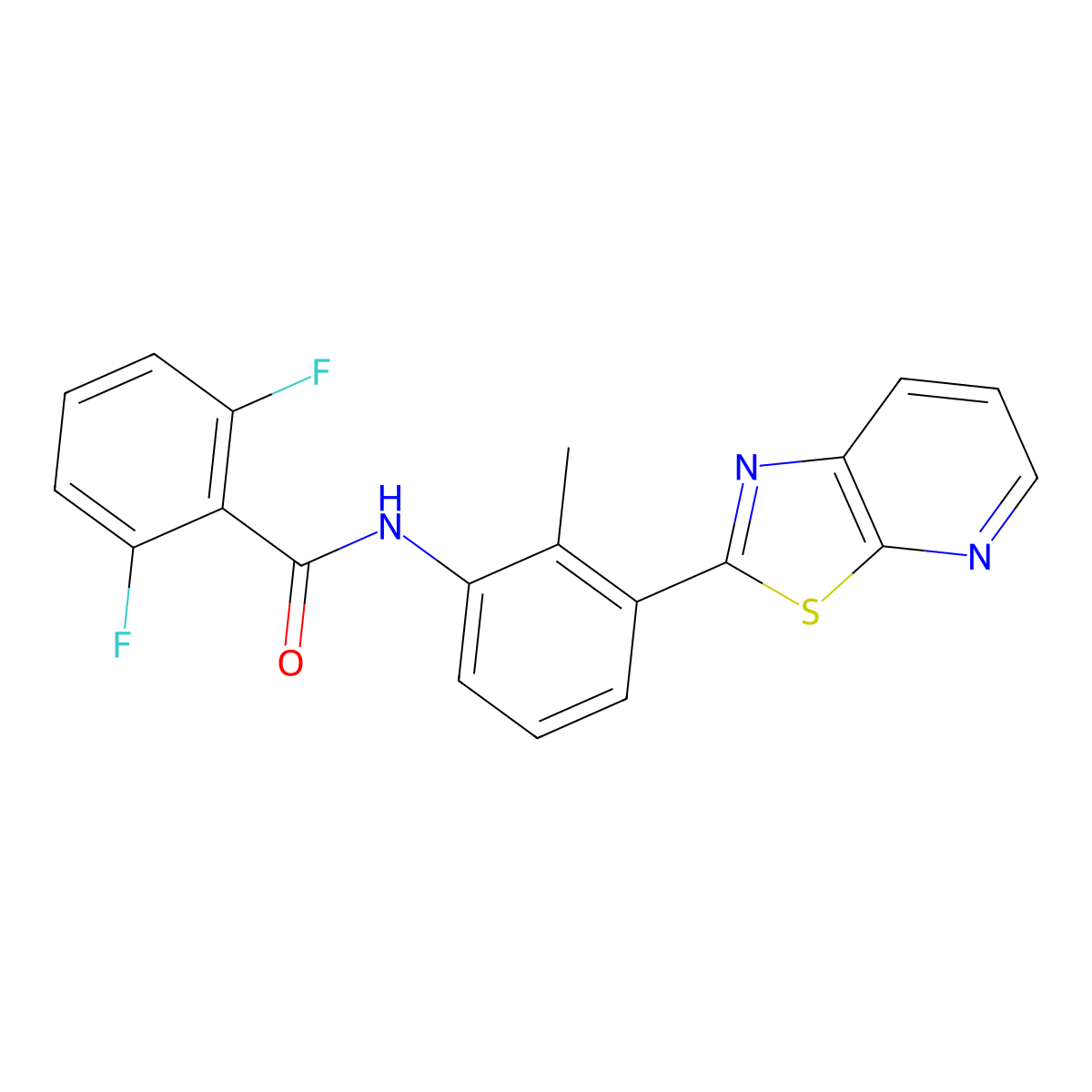 2,6-Difluoro-N-(2-methyl-3-{[1,3]thiazolo[5,4-B]pyridin-2-YL}phenyl)benzamide molecular structure, CAS 863593-39-9