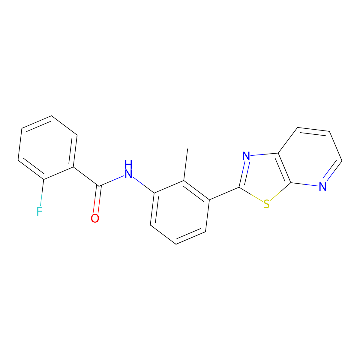 2-Fluoro-N-(2-methyl-3-{[1,3]thiazolo[5,4-B]pyridin-2-YL}phenyl)benzamide molecular structure, CAS 863593-41-3