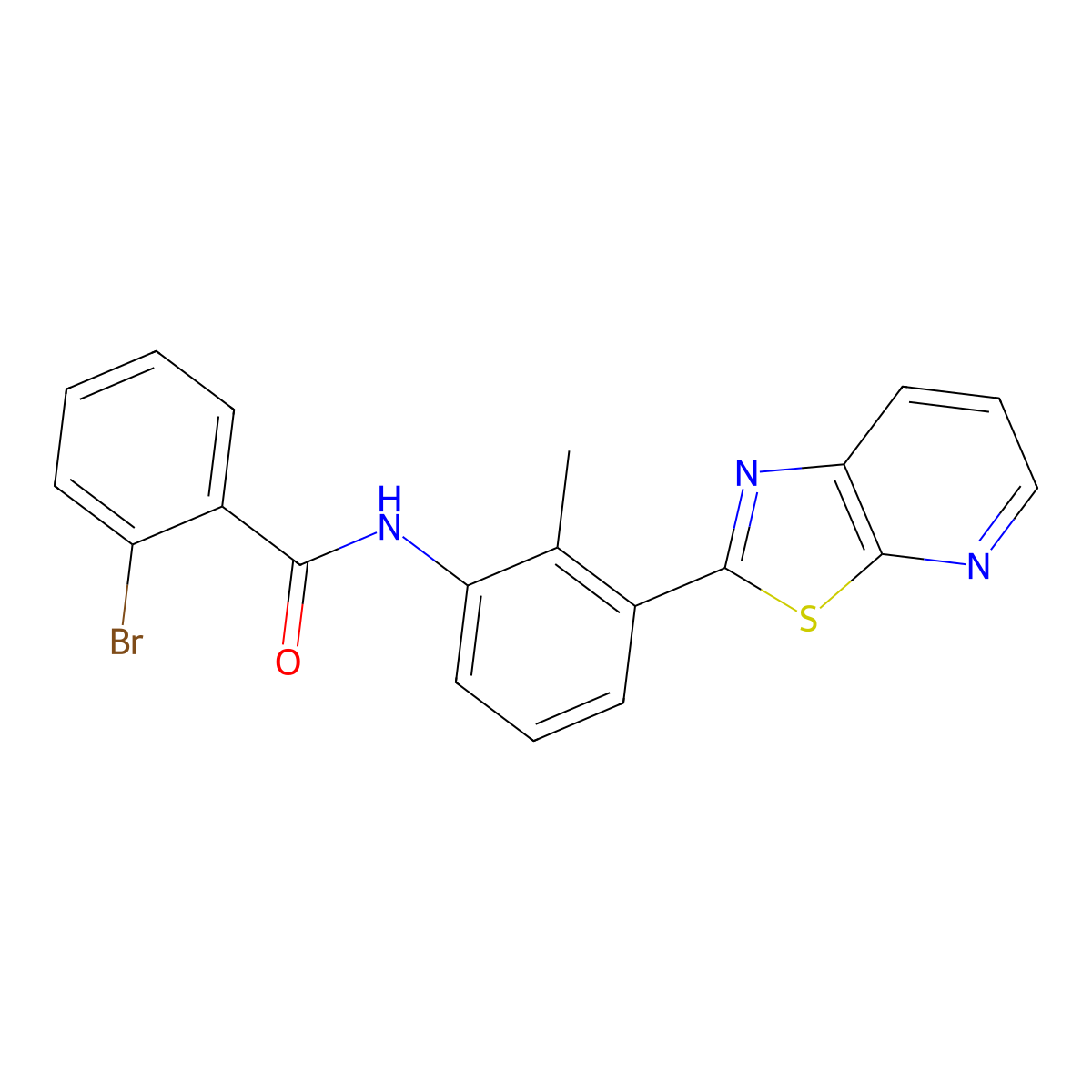 2-Bromo-N-(2-methyl-3-{[1,3]thiazolo[5,4-B]pyridin-2-YL}phenyl)benzamide molecular structure, CAS 863593-50-4
