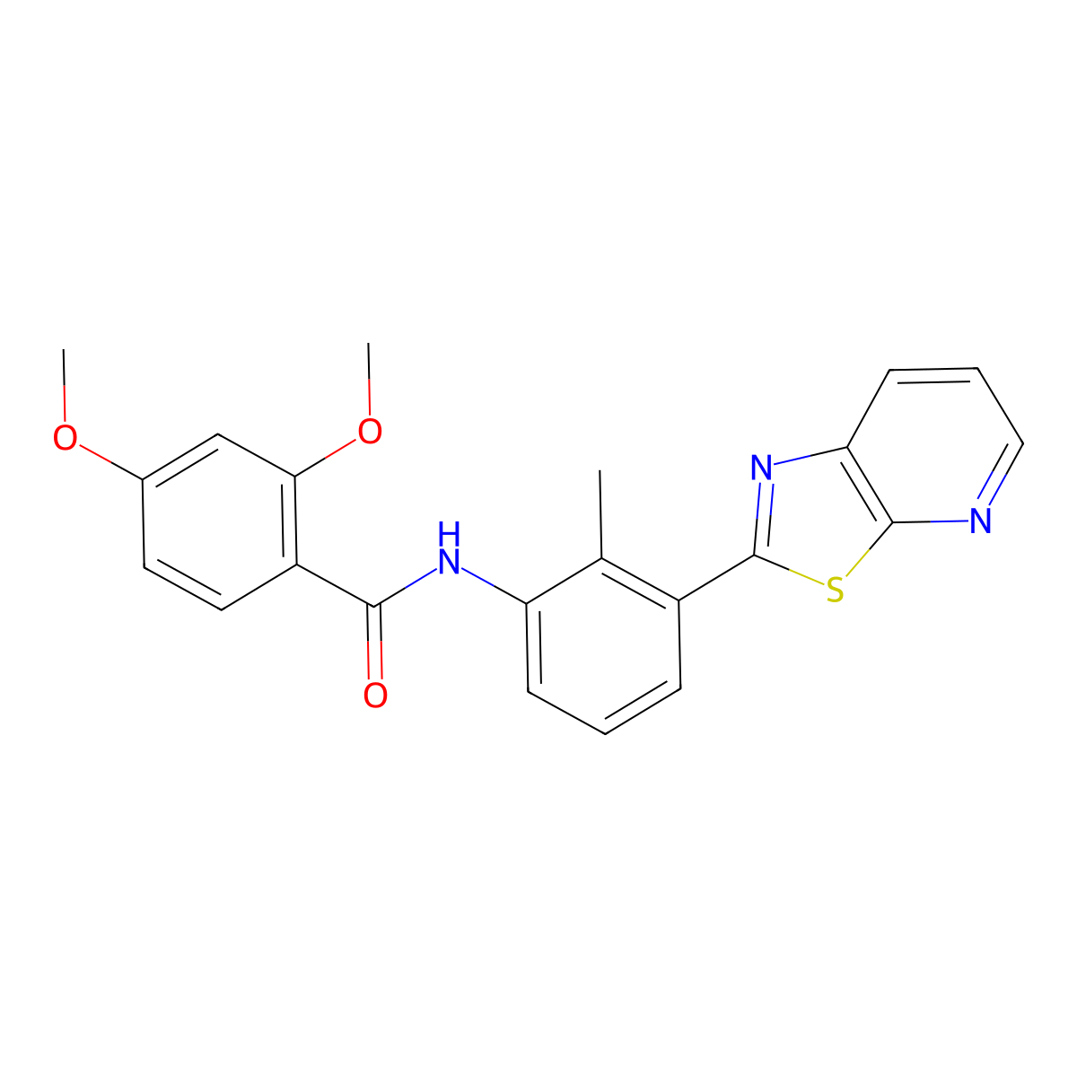 2,4-dimethoxy-N-(2-methyl-3-(thiazolo[5,4-b]pyridin-2-yl)phenyl)benzamide molecular structure, CAS 863593-52-6