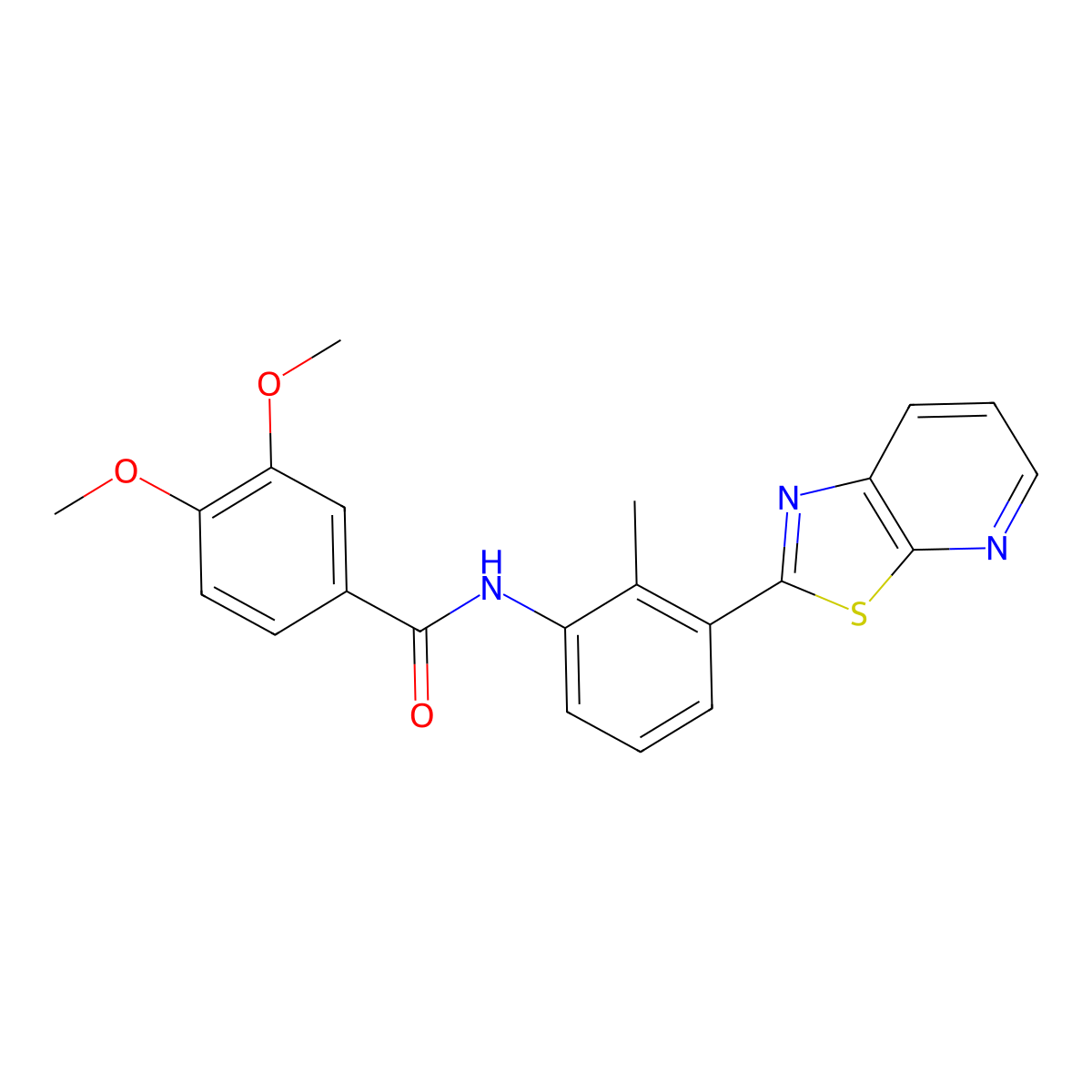 3,4-Dimethoxy-N-(2-methyl-3-{[1,3]thiazolo[5,4-B]pyridin-2-YL}phenyl)benzamide molecular structure, CAS 863593-53-7