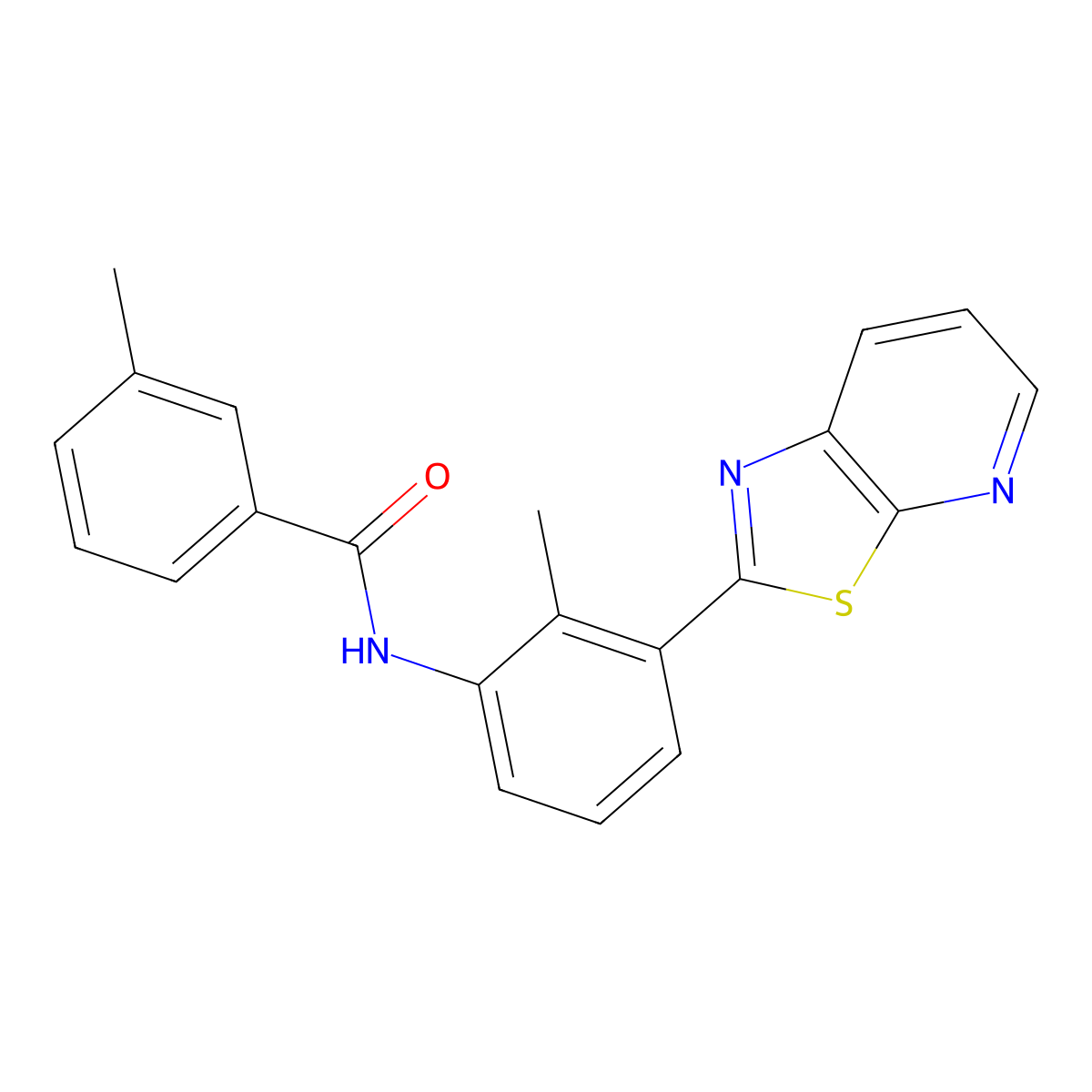 3-methyl-N-(2-methyl-3-(thiazolo[5,4-b]pyridin-2-yl)phenyl)benzamide molecular structure, CAS 863593-57-1