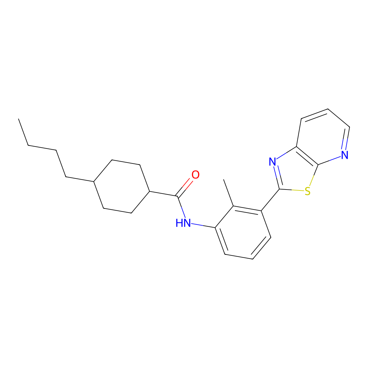 4-Butyl-N-(2-methyl-3-{[1,3]thiazolo[5,4-B]pyridin-2-YL}phenyl)cyclohexane-1-carboxamide molecular structure, CAS 863593-61-7
