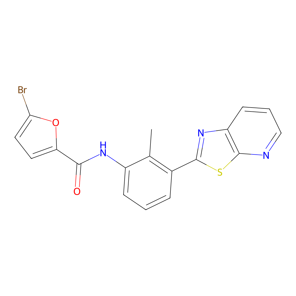 5-Bromo-N-(2-methyl-3-{[1,3]thiazolo[5,4-B]pyridin-2-YL}phenyl)furan-2-carboxamide molecular structure, CAS 863593-63-9