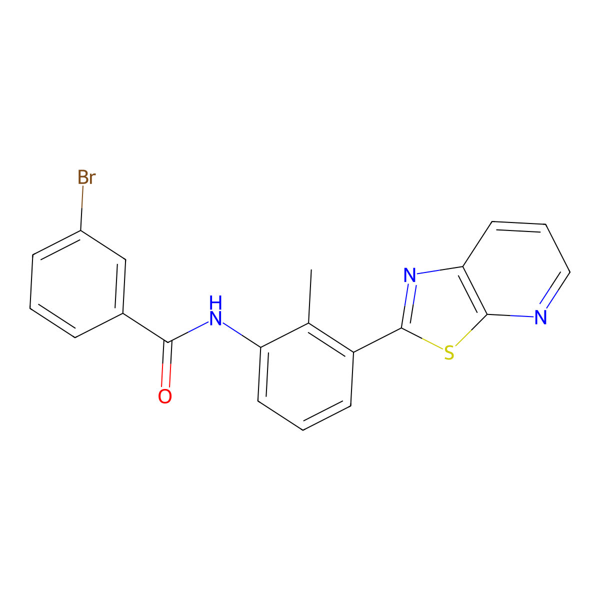 3-Bromo-N-(2-methyl-3-{[1,3]thiazolo[5,4-B]pyridin-2-YL}phenyl)benzamide molecular structure, CAS 863593-64-0