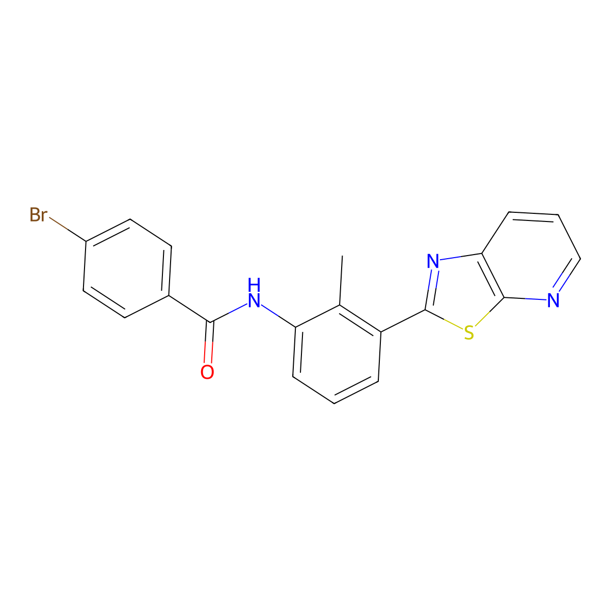 4-Bromo-N-(2-methyl-3-{[1,3]thiazolo[5,4-B]pyridin-2-YL}phenyl)benzamide molecular structure, CAS 863593-66-2