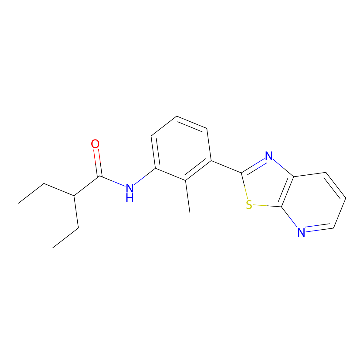 2-ethyl-N-(2-methyl-3-(thiazolo[5,4-b]pyridin-2-yl)phenyl)butanamide molecular structure, CAS 863593-75-3