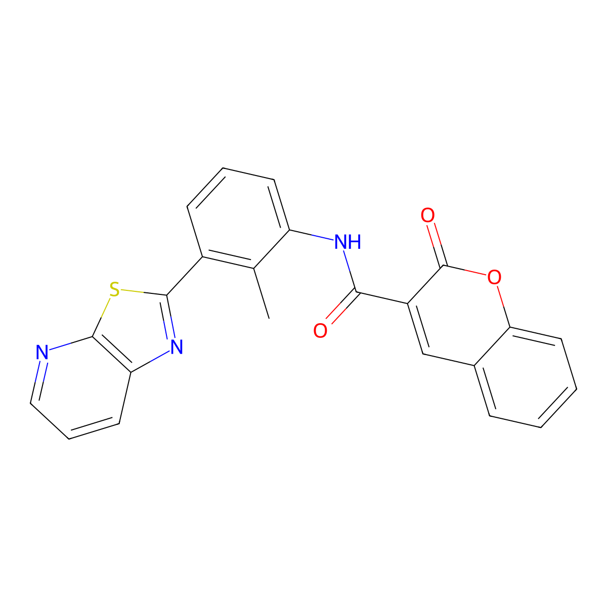 N-(2-methyl-3-(thiazolo[5,4-b]pyridin-2-yl)phenyl)-2-oxo-2H-chromene-3-carboxamide molecular structure, CAS 863593-77-5