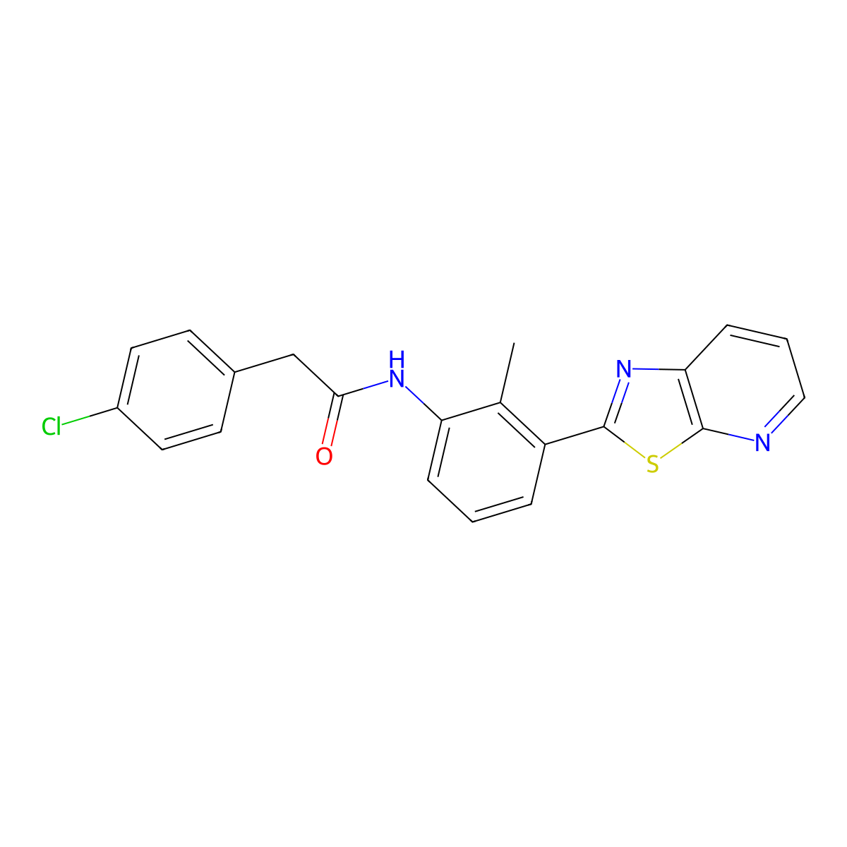 2-(4-Chlorophenyl)-N-(2-methyl-3-{[1,3]thiazolo[5,4-B]pyridin-2-YL}phenyl)acetamide molecular structure, CAS 863593-82-2