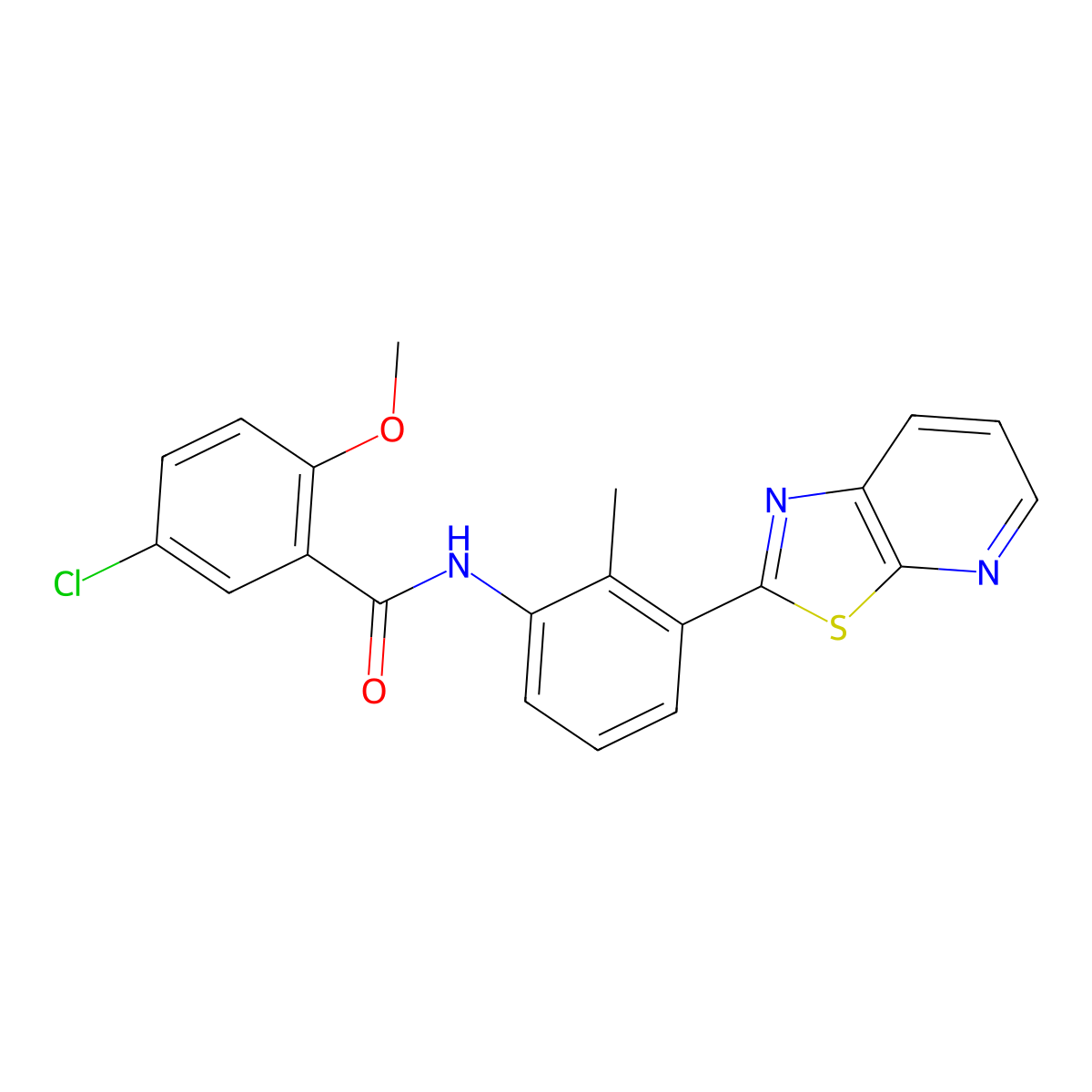 5-chloro-2-methoxy-N-(2-methyl-3-(thiazolo[5,4-b]pyridin-2-yl)phenyl)benzamide molecular structure, CAS 863593-83-3