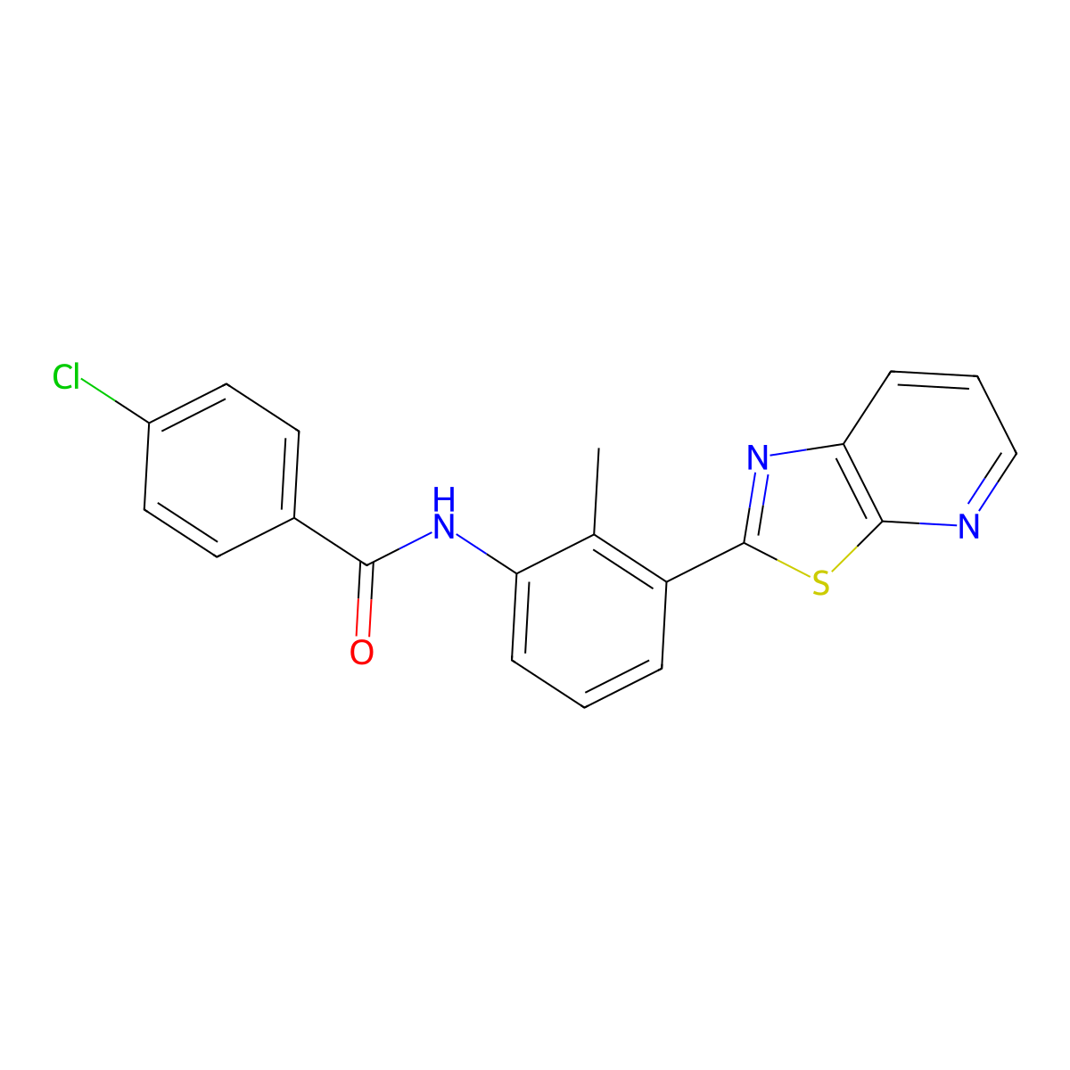 4-Chloro-N-(2-methyl-3-{[1,3]thiazolo[5,4-B]pyridin-2-YL}phenyl)benzamide molecular structure, CAS 863593-85-5