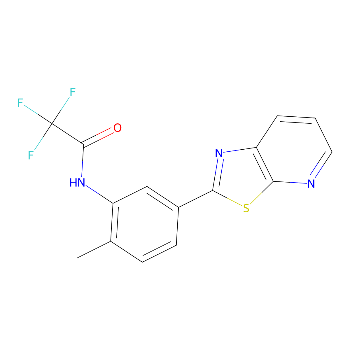 2,2,2-Trifluoro-N-(2-methyl-5-{[1,3]thiazolo[5,4-B]pyridin-2-YL}phenyl)acetamide molecular structure, CAS 863593-89-9