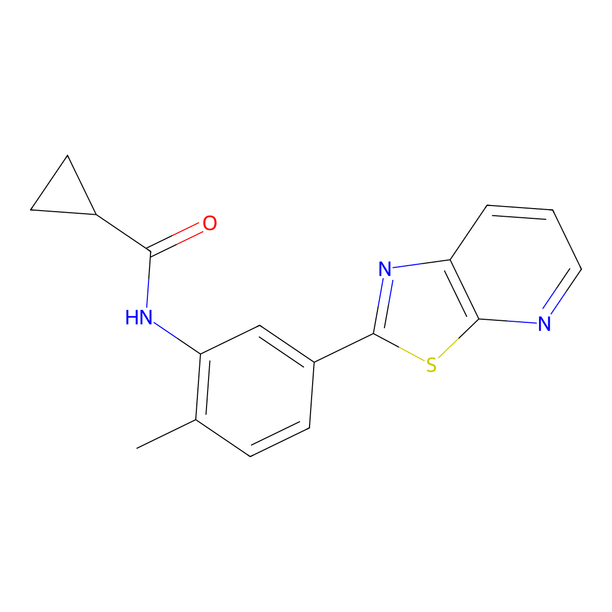 N-(2-methyl-5-(thiazolo[5,4-b]pyridin-2-yl)phenyl)cyclopropanecarboxamide molecular structure, CAS 863594-03-0