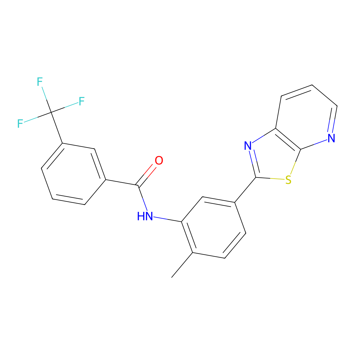 N-(2-Methyl-5-{[1,3]thiazolo[5,4-B]pyridin-2-YL}phenyl)-3-(trifluoromethyl)benzamide molecular structure, CAS 863594-09-6