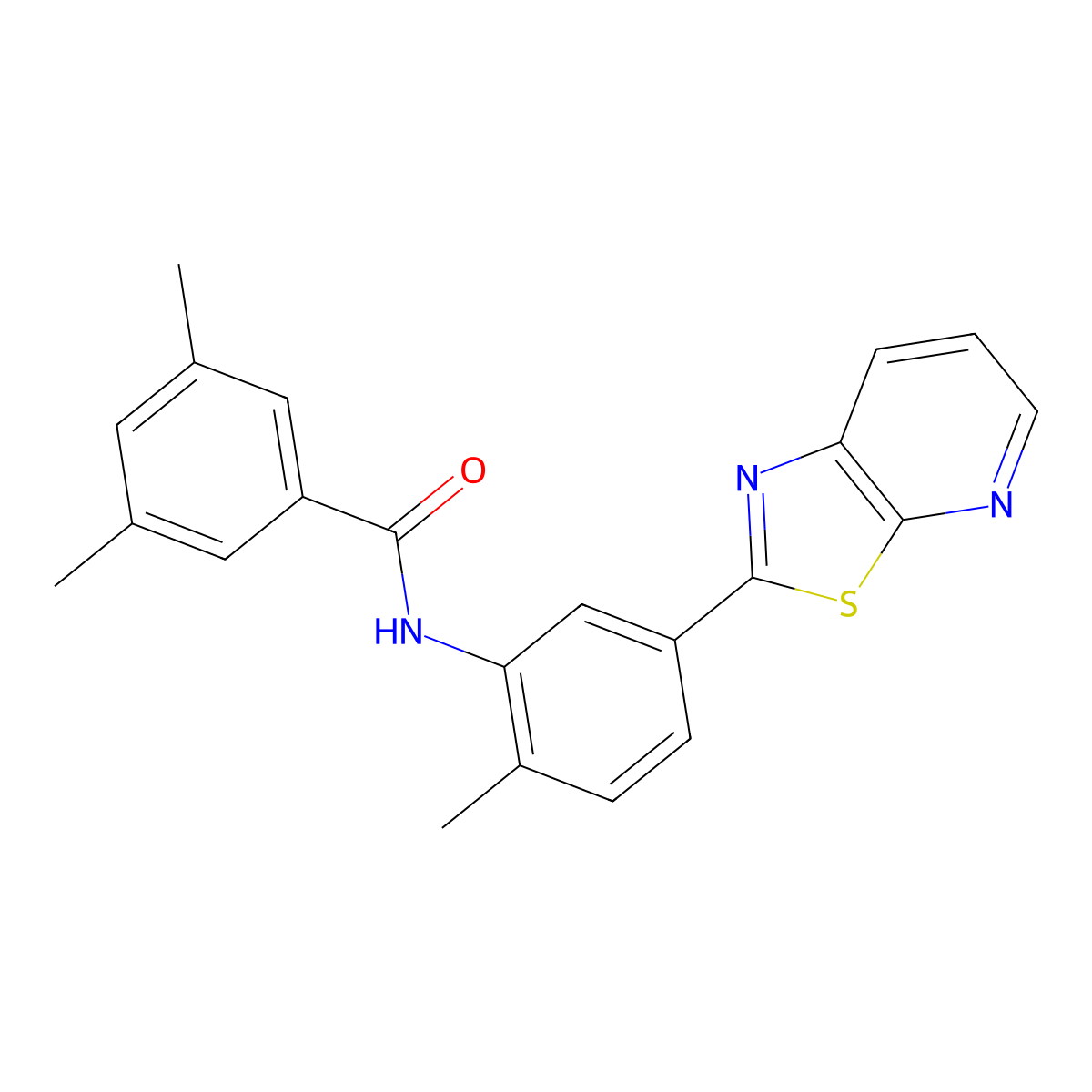 3,5-Dimethyl-N-(2-methyl-5-{[1,3]thiazolo[5,4-B]pyridin-2-YL}phenyl)benzamide molecular structure, CAS 863594-12-1