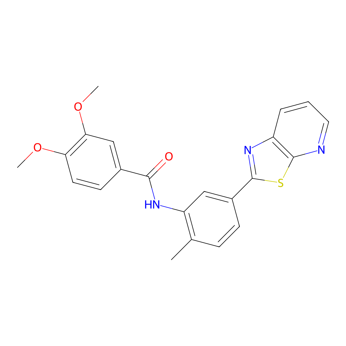 3,4-Dimethoxy-N-(2-methyl-5-{[1,3]thiazolo[5,4-B]pyridin-2-YL}phenyl)benzamide molecular structure, CAS 863594-18-7