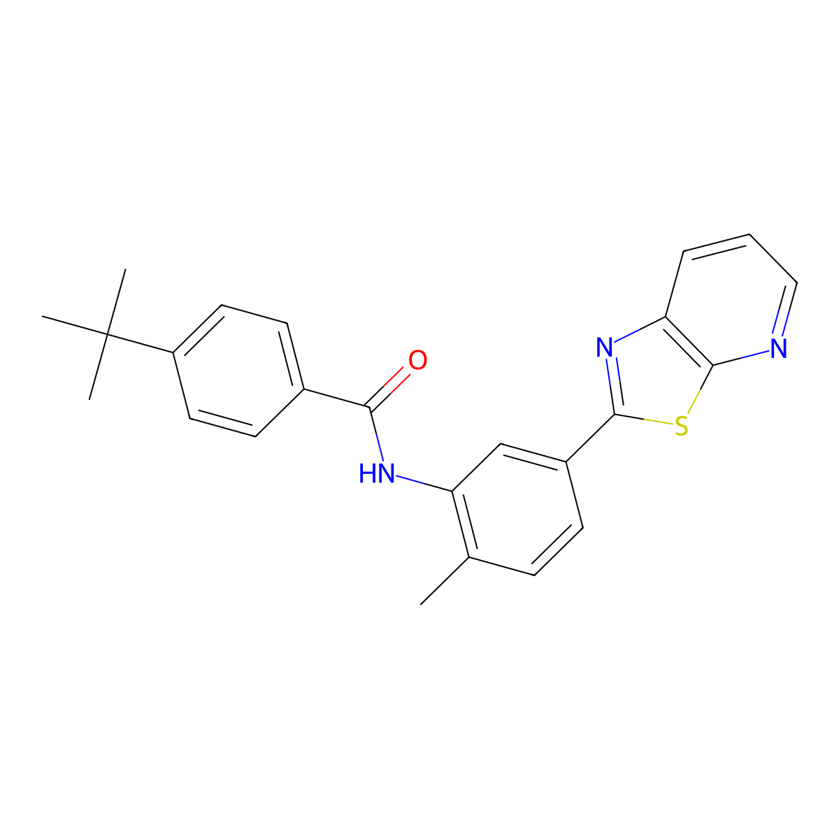 4-(tert-butyl)-N-(2-methyl-5-(thiazolo[5,4-b]pyridin-2-yl)phenyl)benzamide molecular structure, CAS 863594-19-8