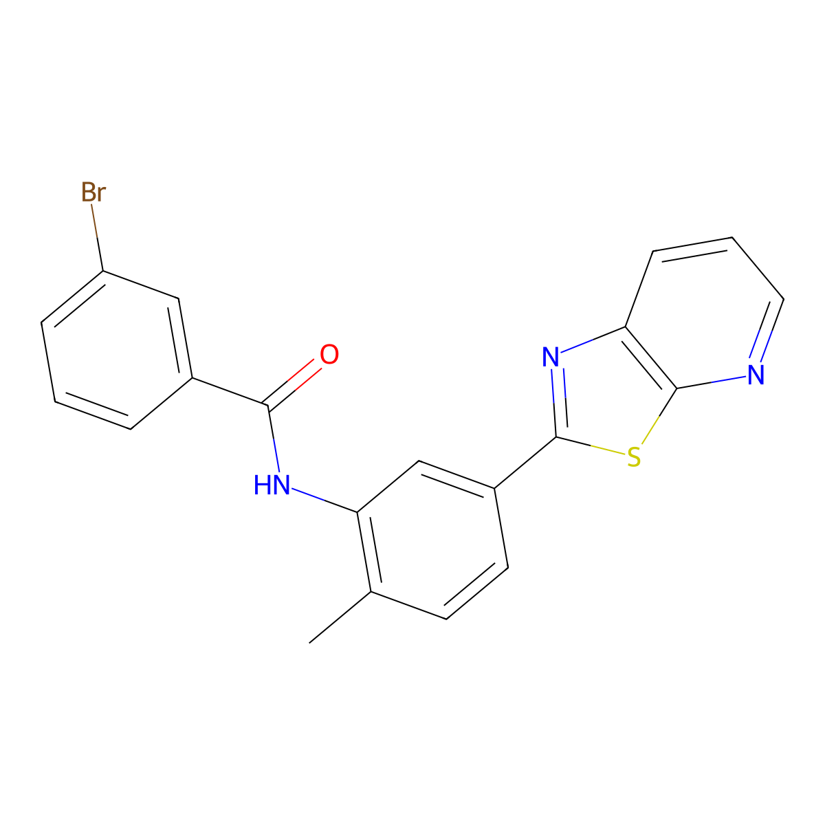 3-bromo-N-(2-methyl-5-(thiazolo[5,4-b]pyridin-2-yl)phenyl)benzamide molecular structure, CAS 863594-24-5
