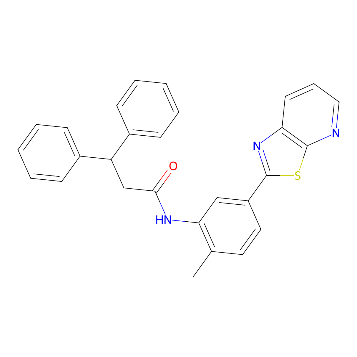 N-(2-methyl-5-(thiazolo[5,4-b]pyridin-2-yl)phenyl)-3,3-diphenylpropanamide molecular structure, CAS 863594-27-8