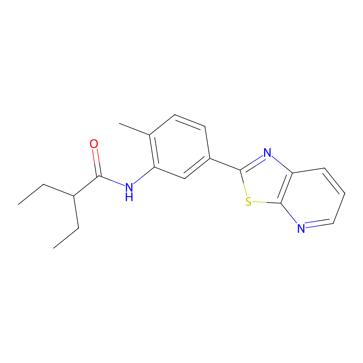 2-ethyl-N-(2-methyl-5-(thiazolo[5,4-b]pyridin-2-yl)phenyl)butanamide molecular structure, CAS 863594-33-6