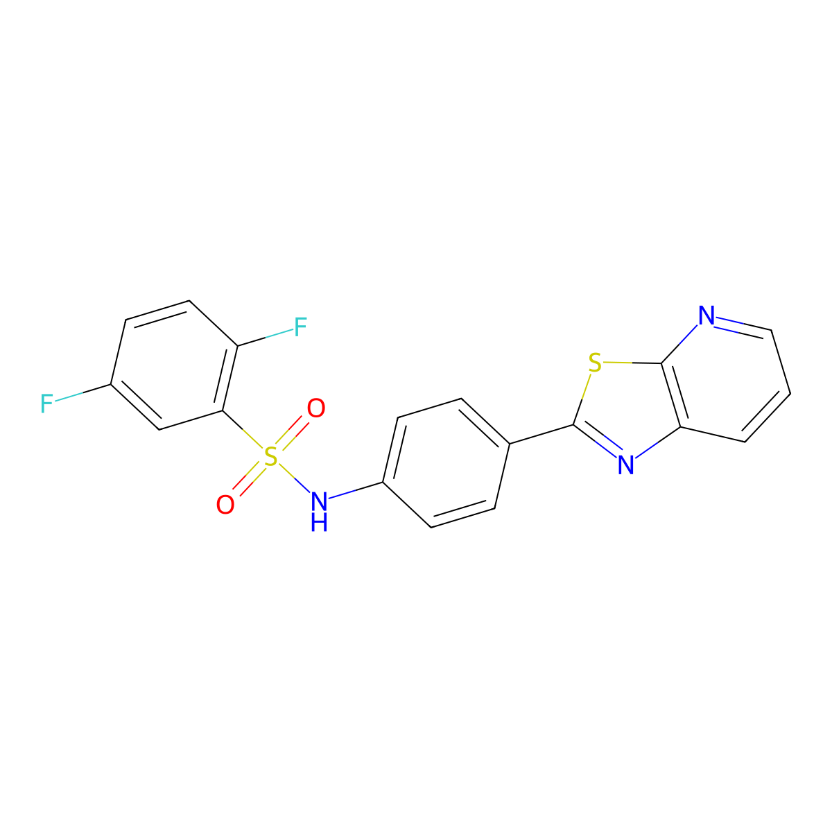 2,5-difluoro-N-(4-(thiazolo[5,4-b]pyridin-2-yl)phenyl)benzenesulfonamide molecular structure, CAS 863594-48-3