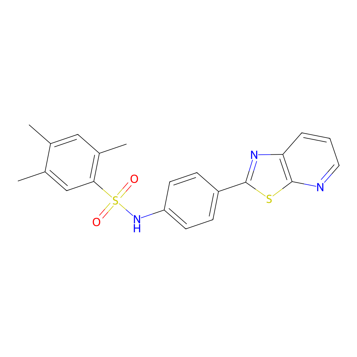 2,4,5-trimethyl-N-(4-(thiazolo[5,4-b]pyridin-2-yl)phenyl)benzenesulfonamide molecular structure, CAS 863594-49-4