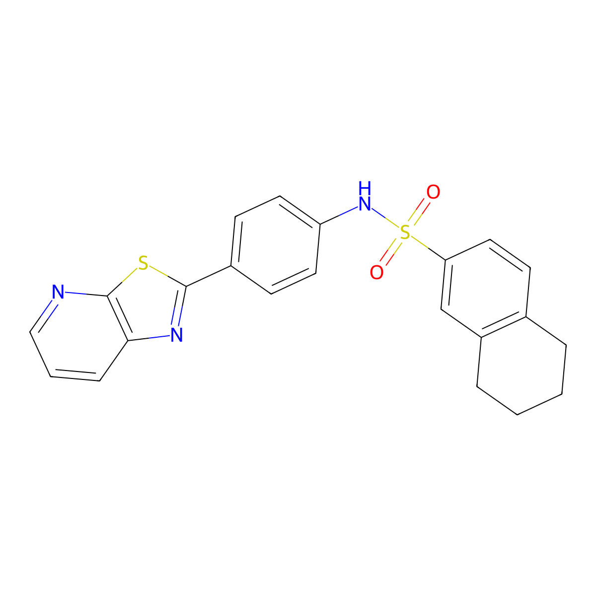 N-(4-(thiazolo[5,4-b]pyridin-2-yl)phenyl)-5,6,7,8-tetrahydronaphthalene-2-sulfonamide molecular structure, CAS 863594-53-0