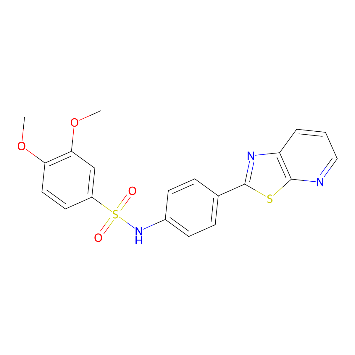 3,4-dimethoxy-N-(4-(thiazolo[5,4-b]pyridin-2-yl)phenyl)benzenesulfonamide molecular structure, CAS 863594-56-3