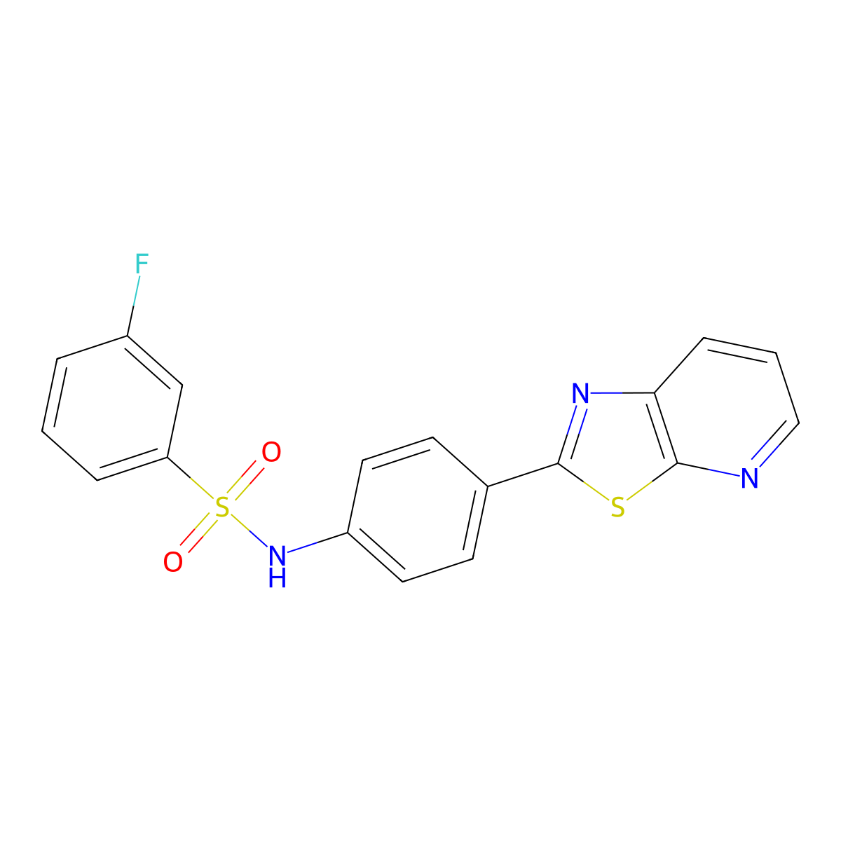 3-fluoro-N-(4-(thiazolo[5,4-b]pyridin-2-yl)phenyl)benzenesulfonamide molecular structure, CAS 863594-59-6
