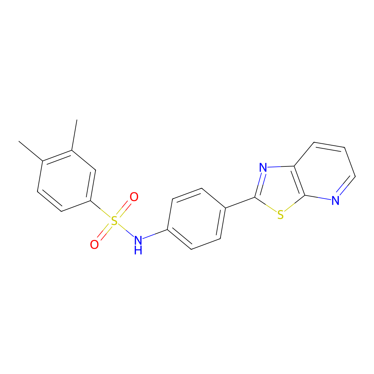 3,4-dimethyl-N-(4-{[1,3]thiazolo[5,4-b]pyridin-2-yl}phenyl)benzene-1-sulfonamide molecular structure, CAS 863594-72-3
