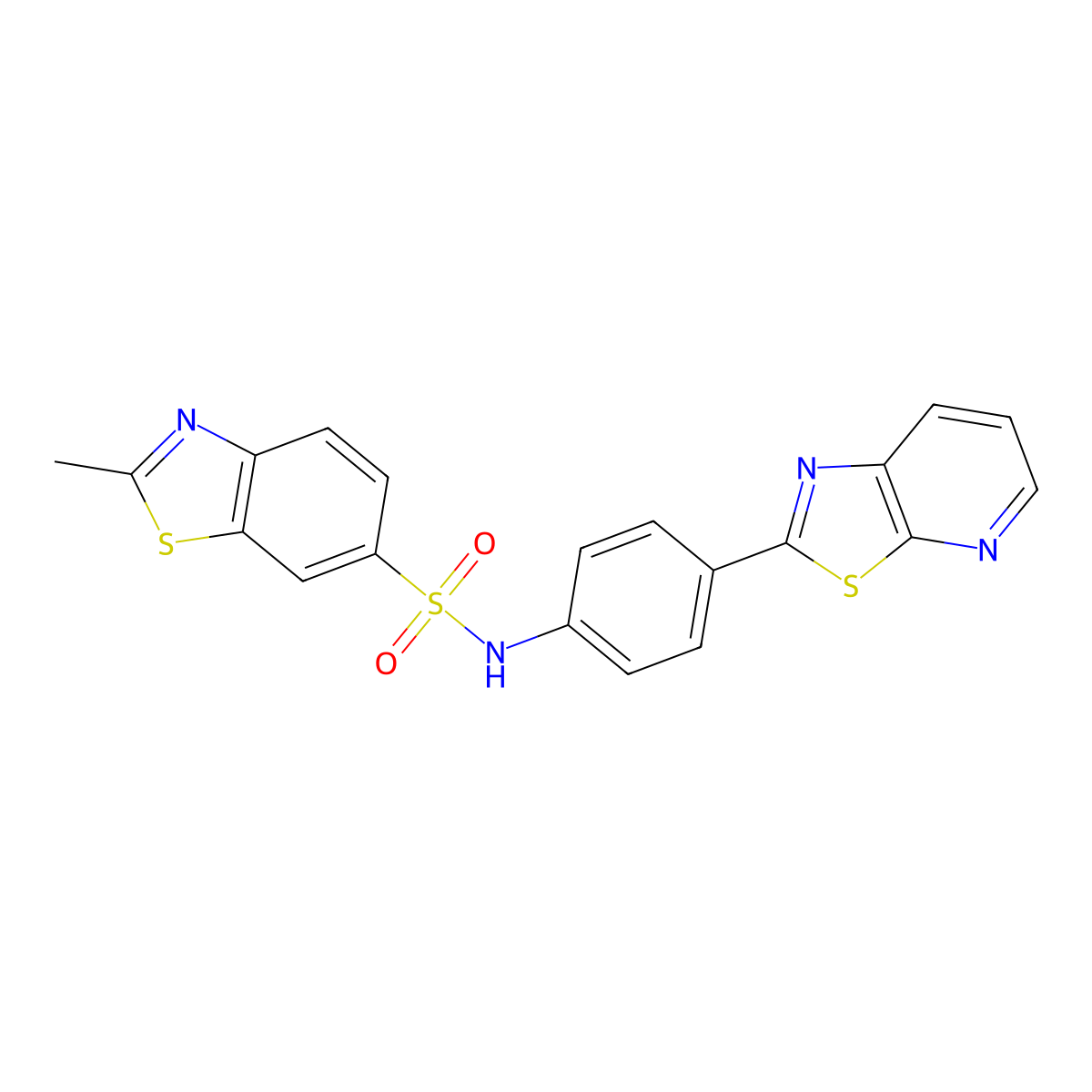 2-methyl-N-(4-(thiazolo[5,4-b]pyridin-2-yl)phenyl)benzo[d]thiazole-6-sulfonamide molecular structure, CAS 863594-73-4