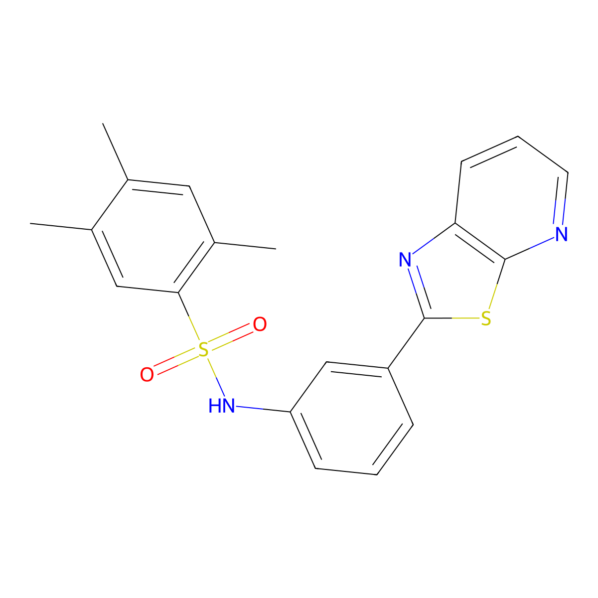 2,4,5-trimethyl-N-(3-(thiazolo[5,4-b]pyridin-2-yl)phenyl)benzenesulfonamide molecular structure, CAS 863594-75-6