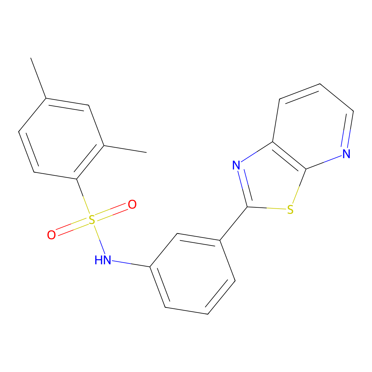 2,4-dimethyl-N-(3-(thiazolo[5,4-b]pyridin-2-yl)phenyl)benzenesulfonamide molecular structure, CAS 863594-76-7