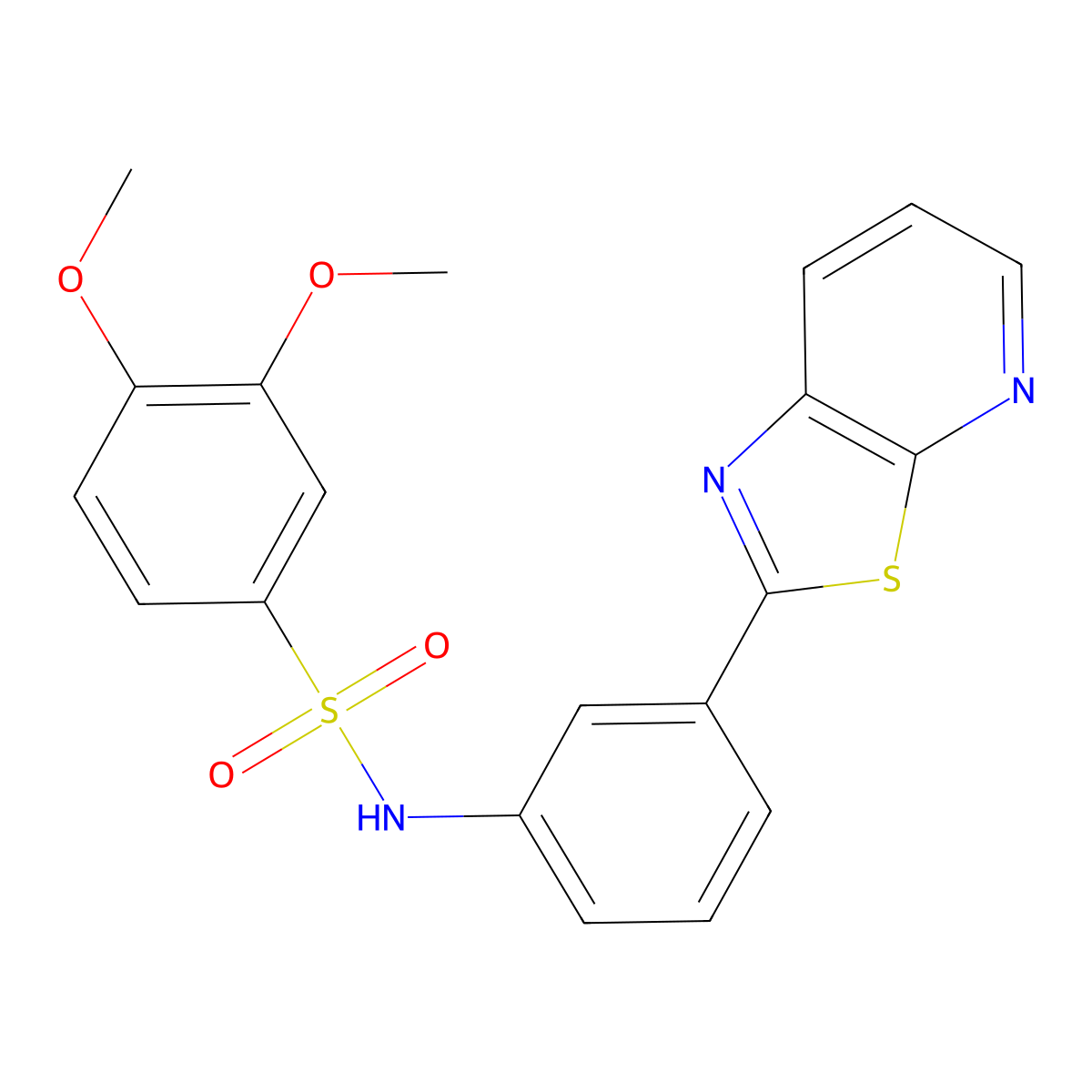 3,4-dimethoxy-N-(3-(thiazolo[5,4-b]pyridin-2-yl)phenyl)benzenesulfonamide molecular structure, CAS 863594-78-9