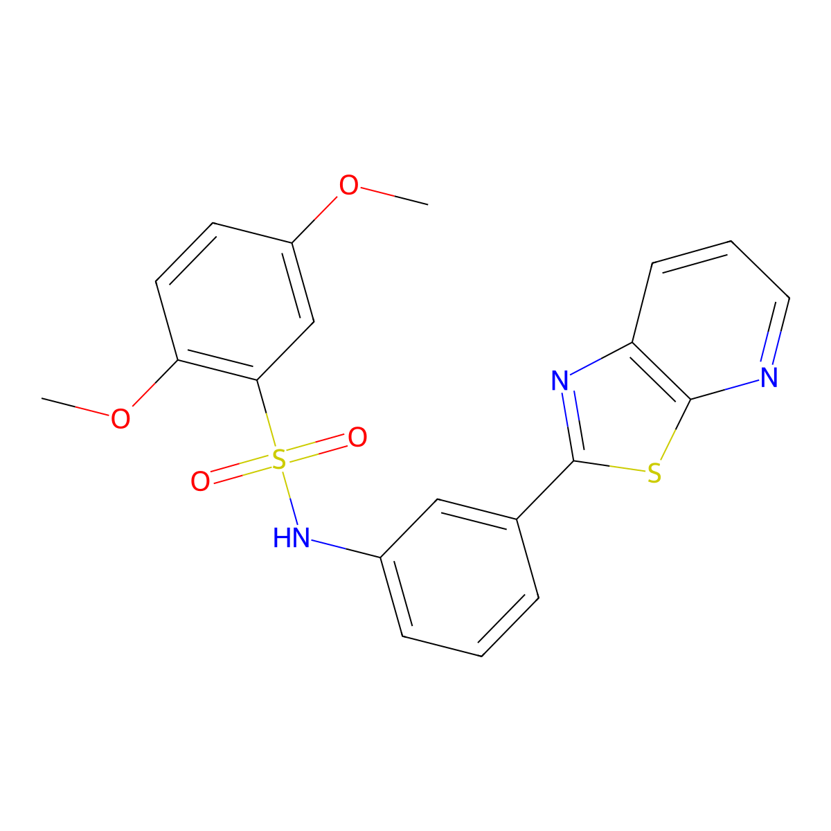 2,5-dimethoxy-N-(3-(thiazolo[5,4-b]pyridin-2-yl)phenyl)benzenesulfonamide molecular structure, CAS 863594-80-3