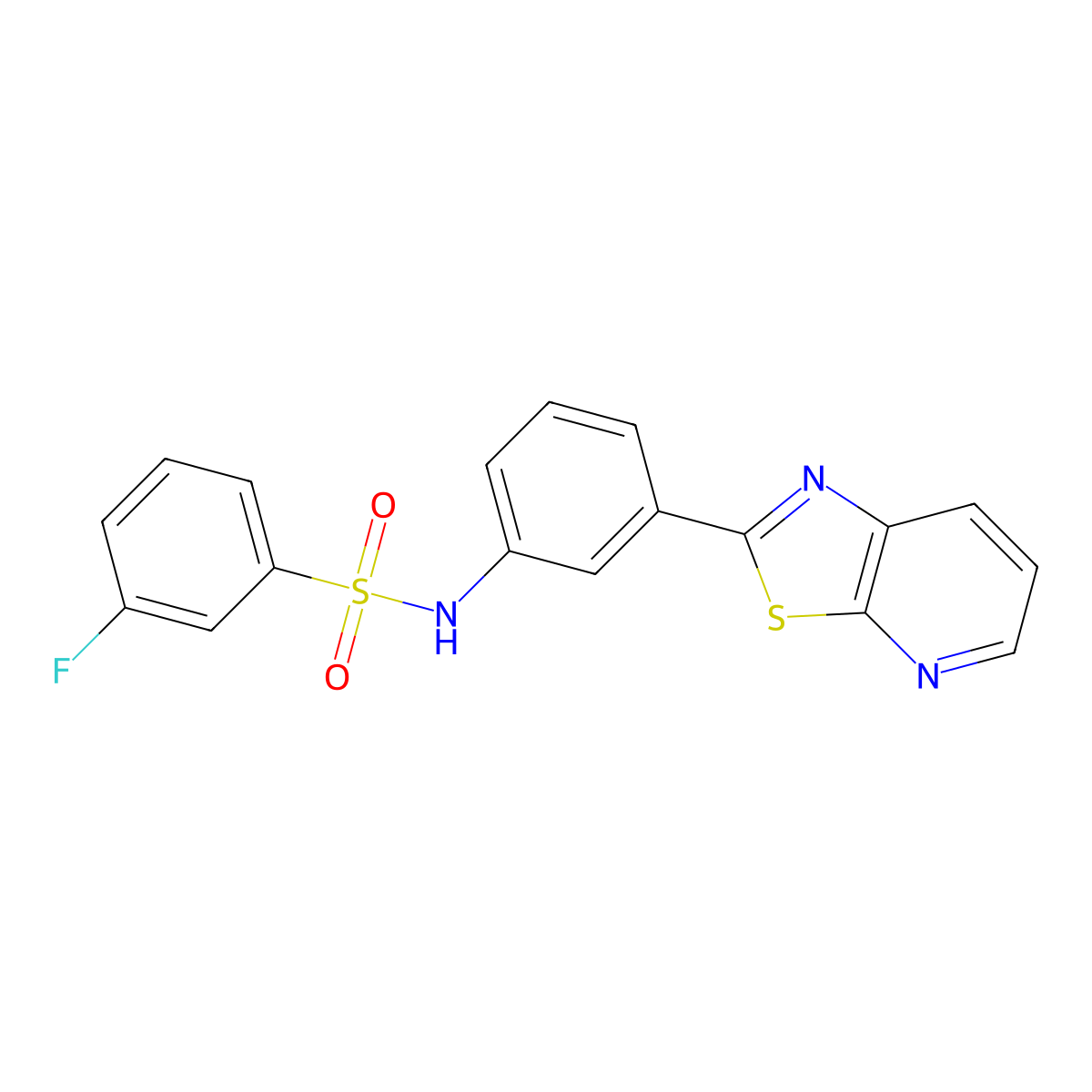 3-fluoro-N-(3-(thiazolo[5,4-b]pyridin-2-yl)phenyl)benzenesulfonamide molecular structure, CAS 863594-81-4