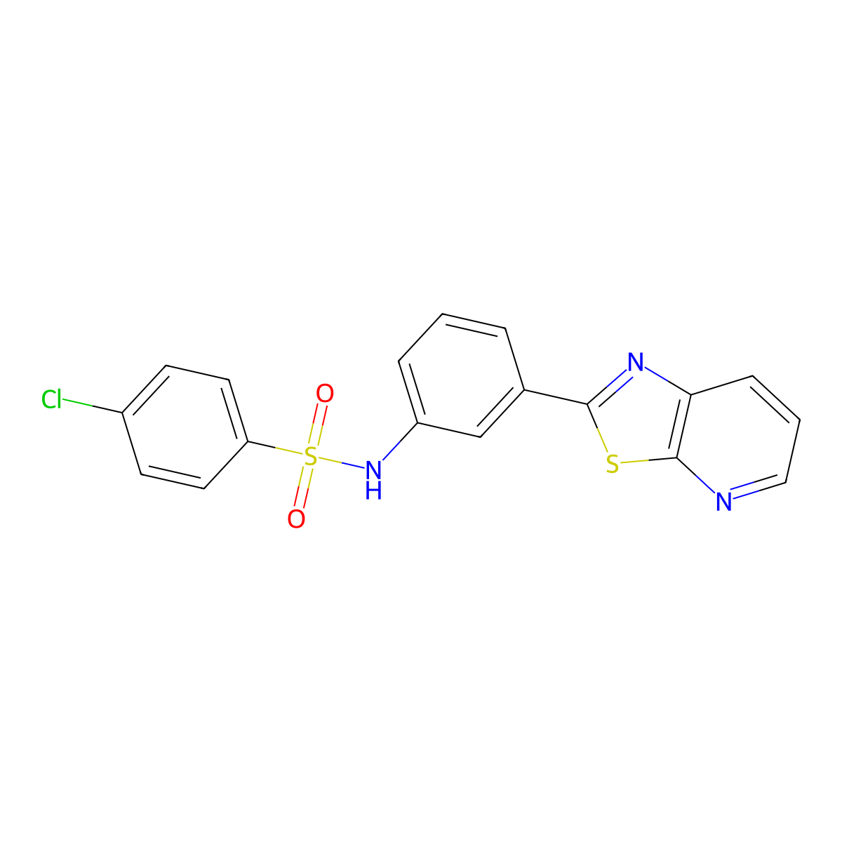 4-chloro-N-(3-(thiazolo[5,4-b]pyridin-2-yl)phenyl)benzenesulfonamide molecular structure, CAS 863594-87-0
