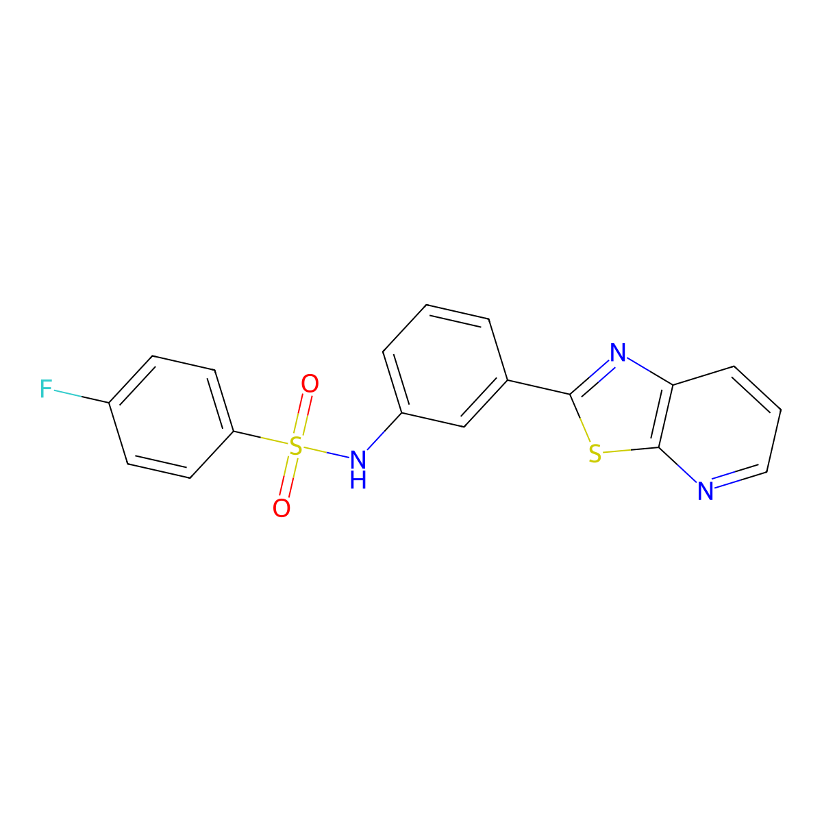 4-fluoro-N-(3-(thiazolo[5,4-b]pyridin-2-yl)phenyl)benzenesulfonamide molecular structure, CAS 863594-88-1