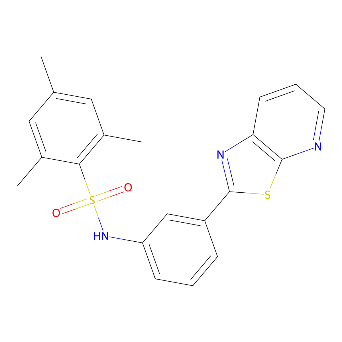 2,4,6-trimethyl-N-(3-(thiazolo[5,4-b]pyridin-2-yl)phenyl)benzenesulfonamide molecular structure, CAS 863594-89-2