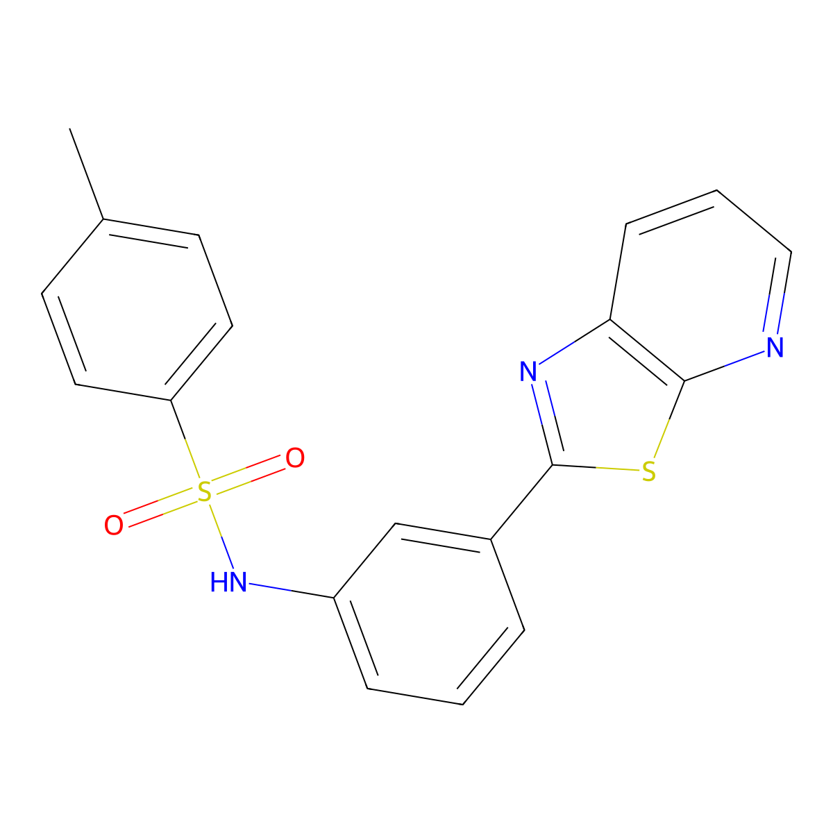 4-methyl-N-(3-(thiazolo[5,4-b]pyridin-2-yl)phenyl)benzenesulfonamide molecular structure, CAS 863594-93-8