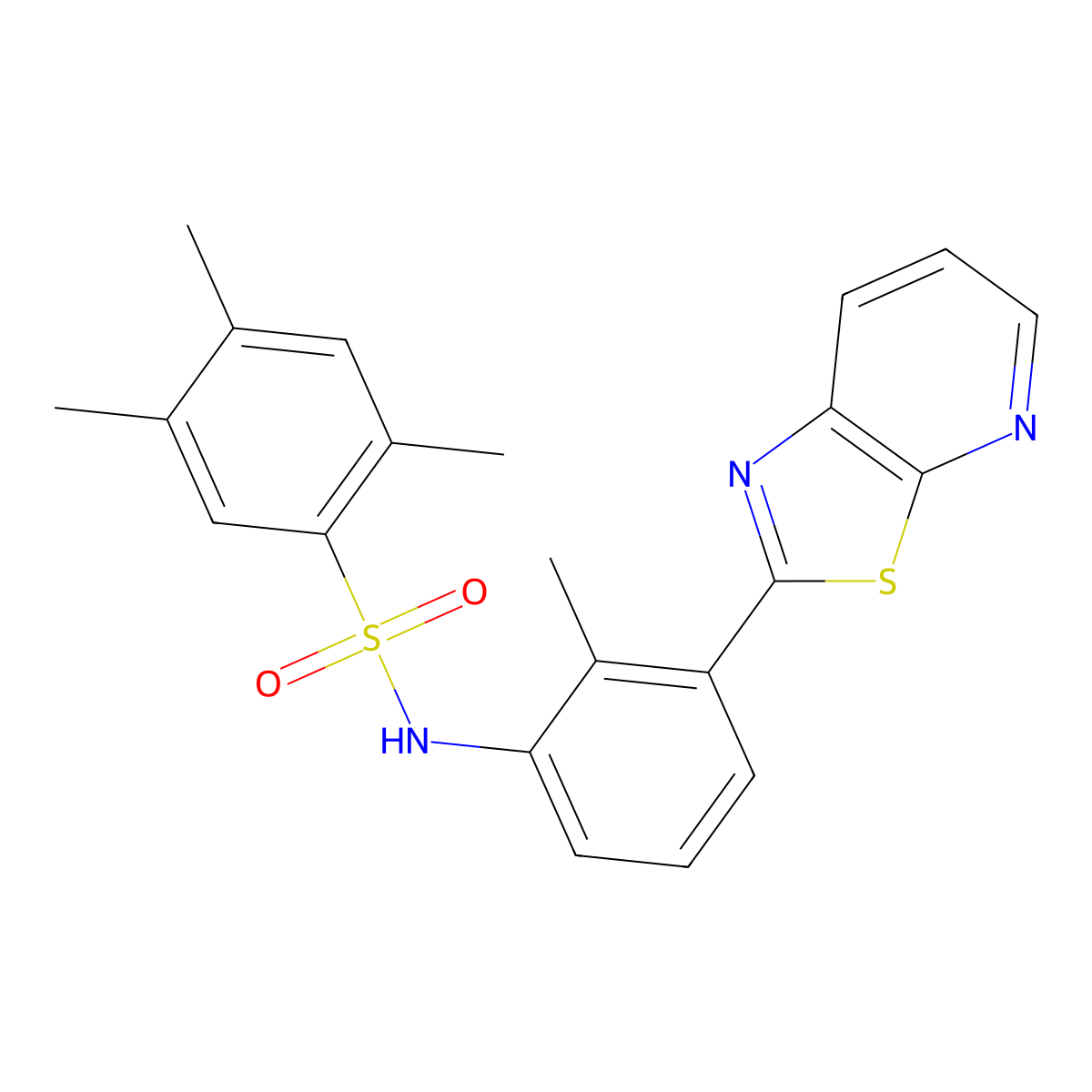 2,4,5-trimethyl-N-(2-methyl-3-(thiazolo[5,4-b]pyridin-2-yl)phenyl)benzenesulfonamide molecular structure, CAS 863595-00-0