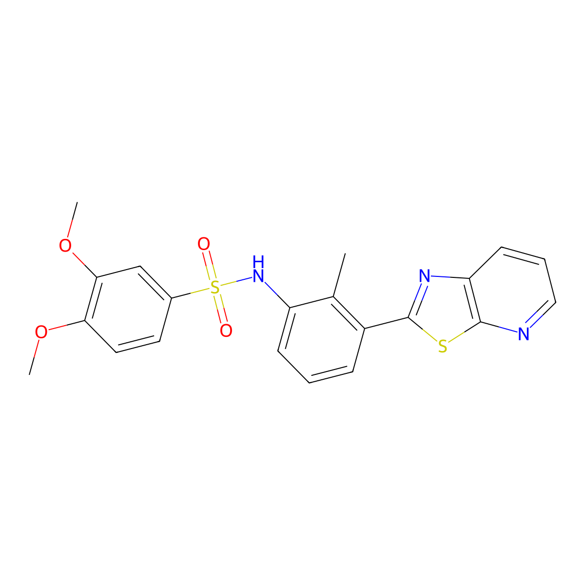 3,4-dimethoxy-N-(2-methyl-3-(thiazolo[5,4-b]pyridin-2-yl)phenyl)benzenesulfonamide molecular structure, CAS 863595-05-5