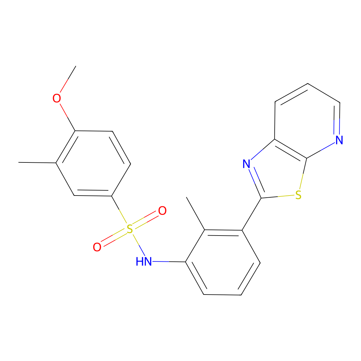 4-methoxy-3-methyl-N-(2-methyl-3-{[1,3]thiazolo[5,4-b]pyridin-2-yl}phenyl)benzene-1-sulfonamide molecular structure, CAS 863595-06-6