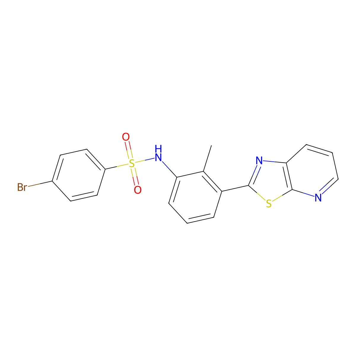 4-bromo-N-(2-methyl-3-(thiazolo[5,4-b]pyridin-2-yl)phenyl)benzenesulfonamide molecular structure, CAS 863595-11-3